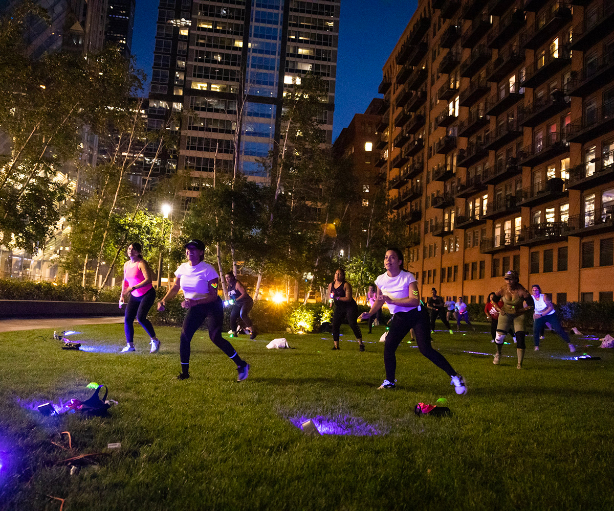 Dancing in the park after dark